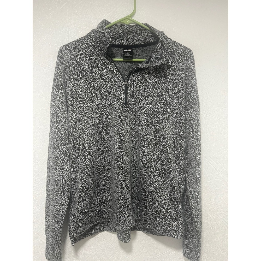 Avia Womens Quarter Zip Pullover Jacket Black White Marled Space Dye Size M 8-10